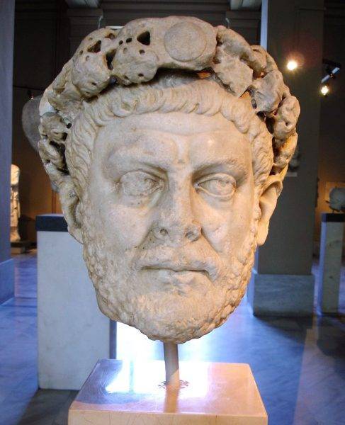 Diocleian's laureate head in the archaeological museum in Istanbul